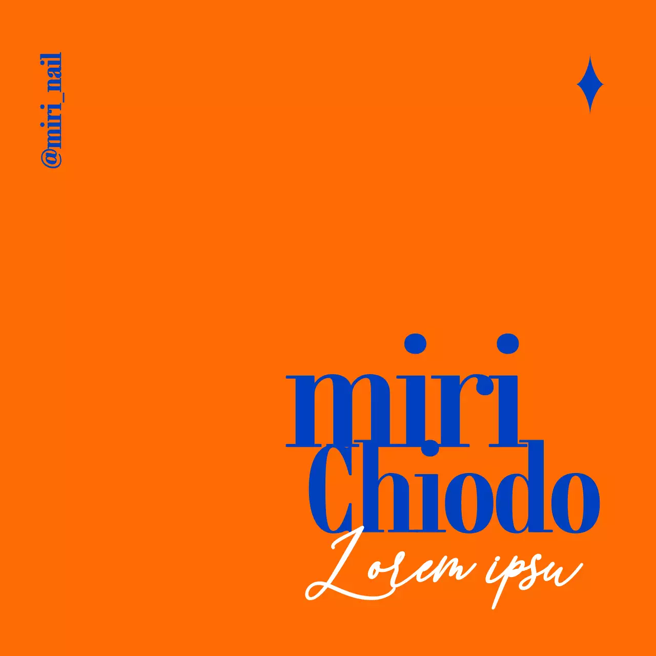 Promozione del negozio di nail art con testo blu e arancione