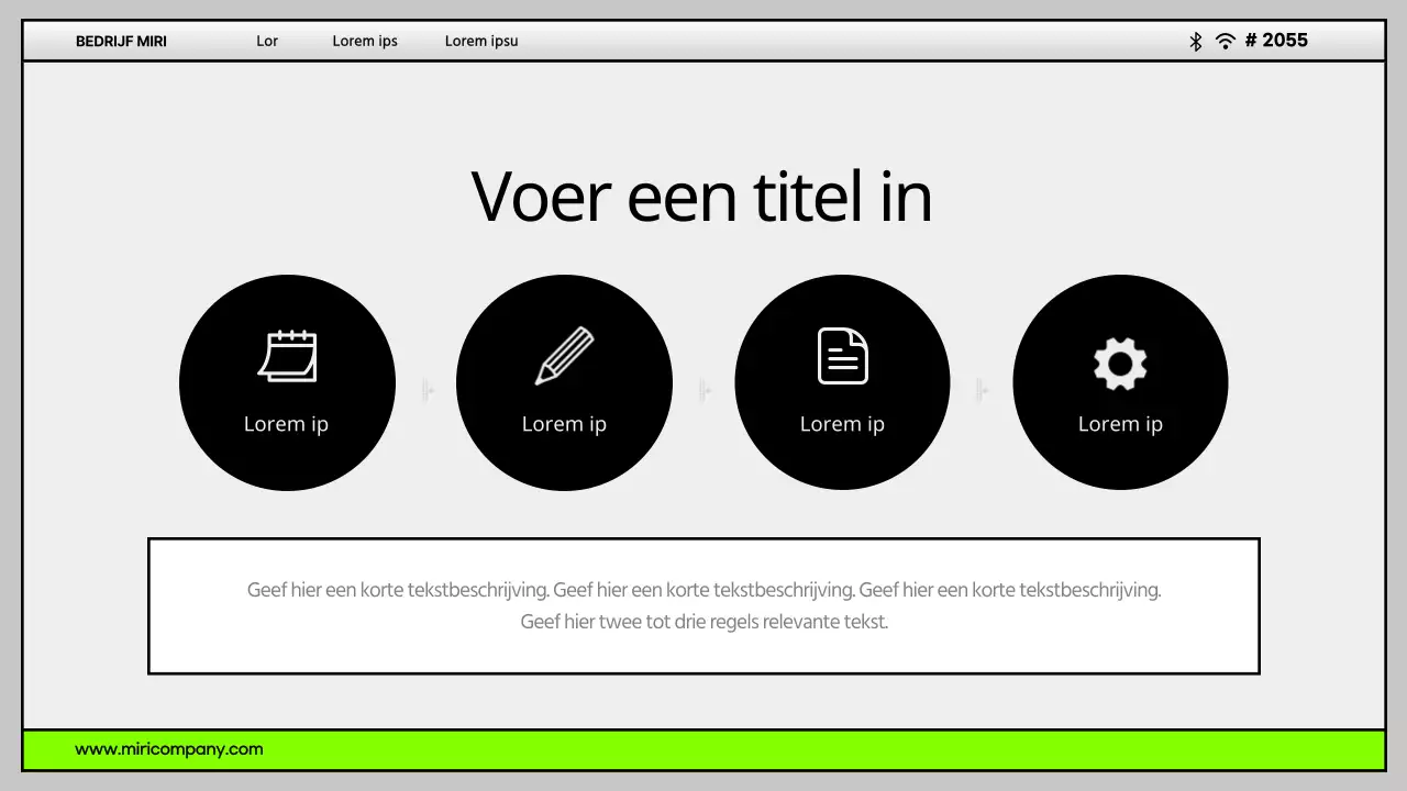 Eenvoudige computer desktop UI in grijs en chartreuse Bedrijfsprofiel