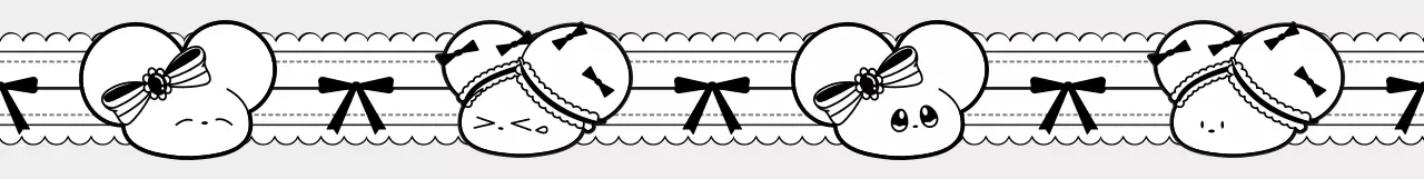 Objectos decorativos com ilustrações a preto e branco de personagens de ratinhos engraçados