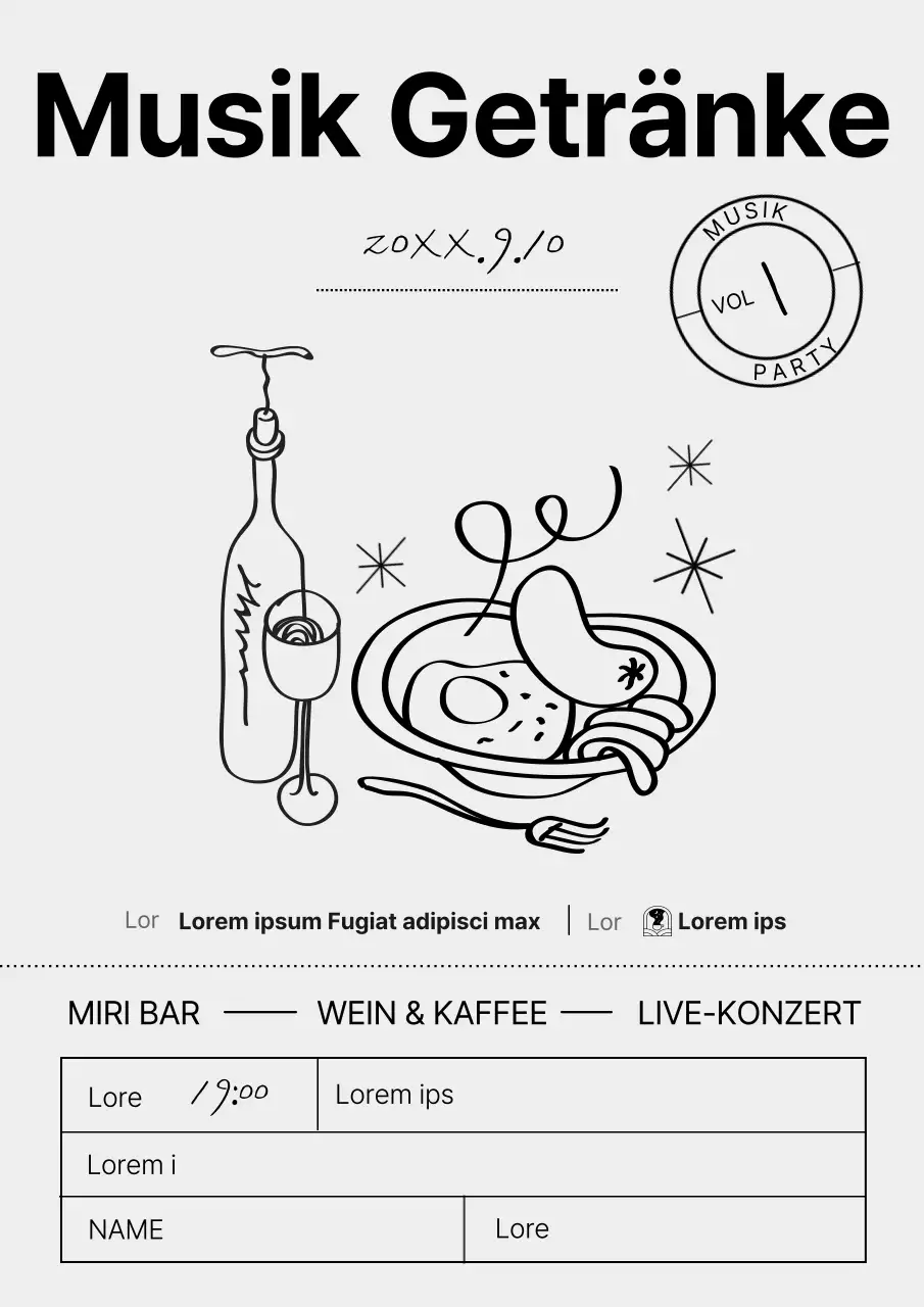 Schwarz-weiß illustrierte Song-Promotion-Karte