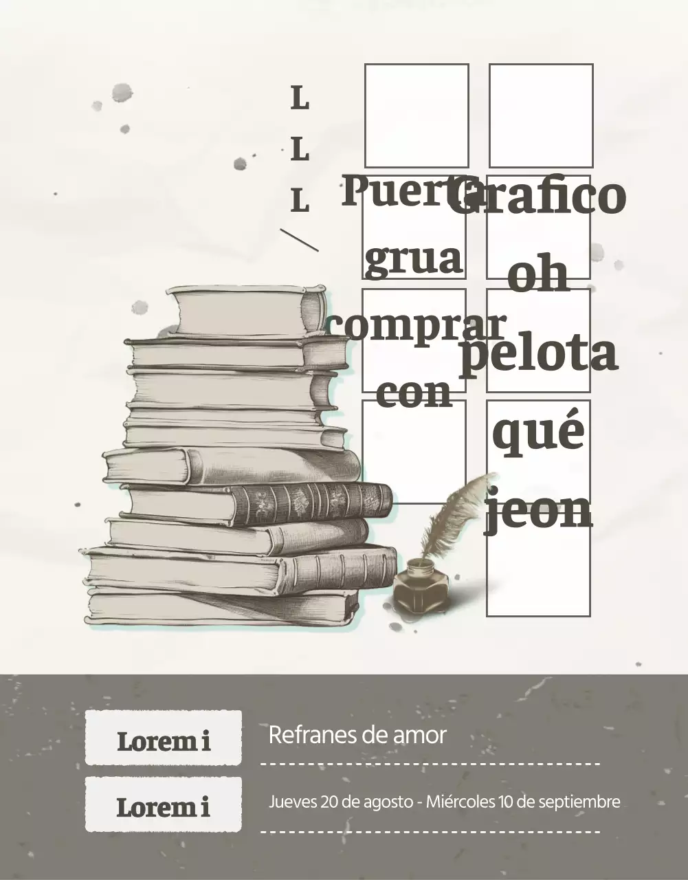 Anunciamos un concurso para un eslogan de amor literario de estilo vintage y sencillo en beige y marrón.