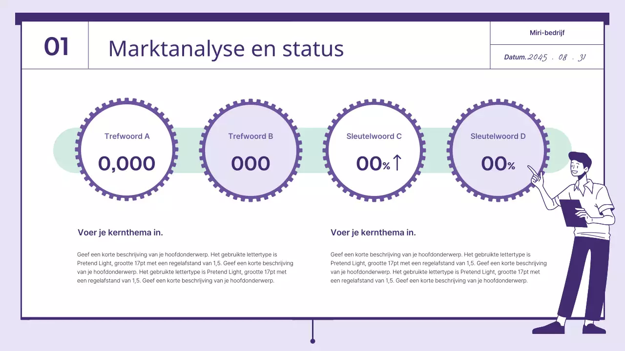 Een voorstel met paarse en mintkleurige raderelementen