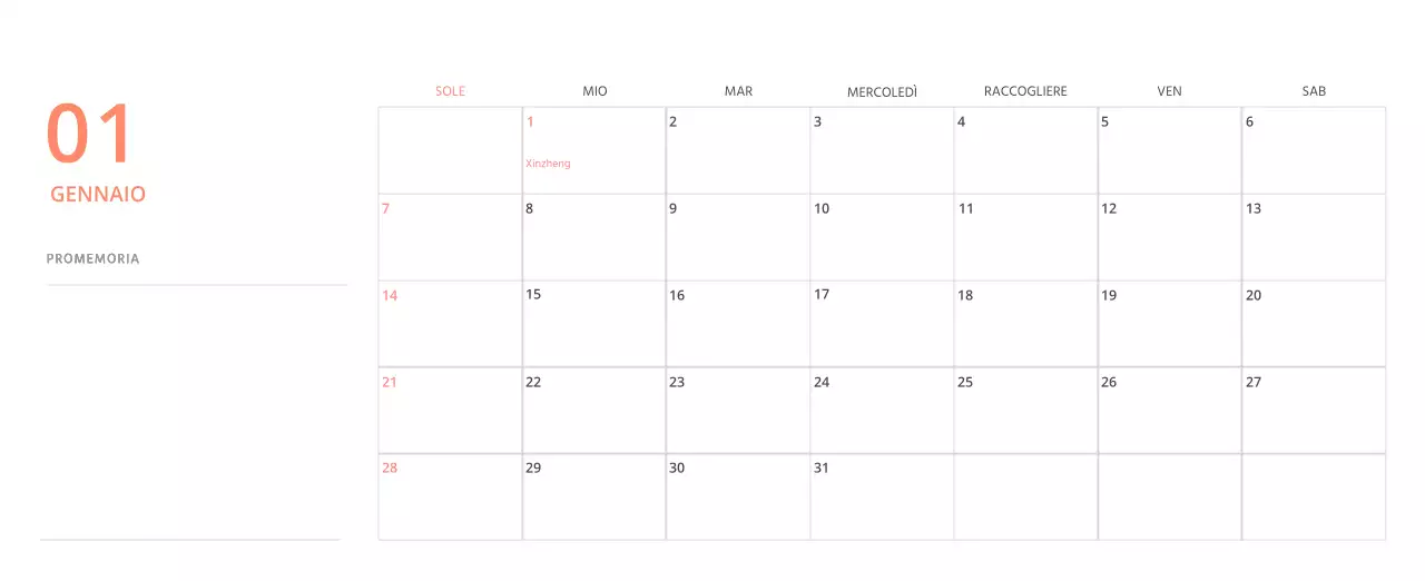 Simpatico calendario da tavolo illustrato verde a tema famiglia