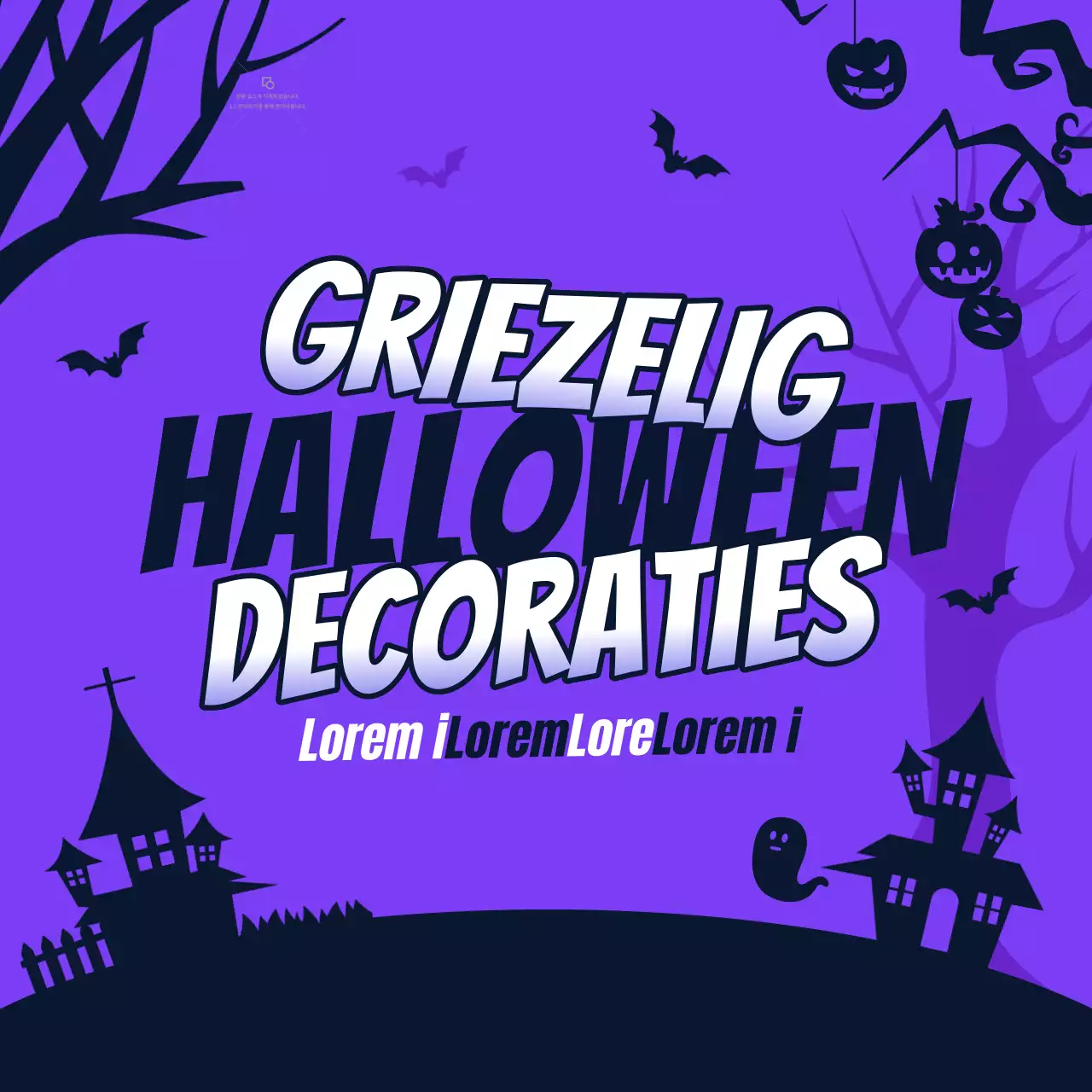 Halloween-decoratie-ideeën met tweekleurige, platte schaduwillustraties