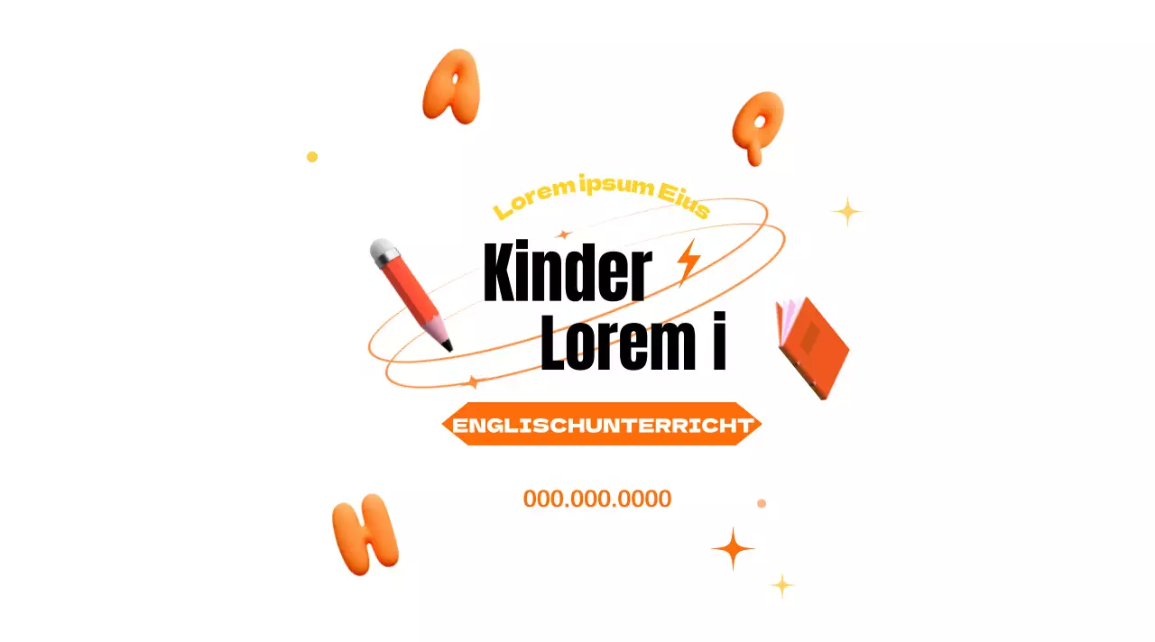 Englischunterricht für Kinder im attraktiven orange-schwarzen Look