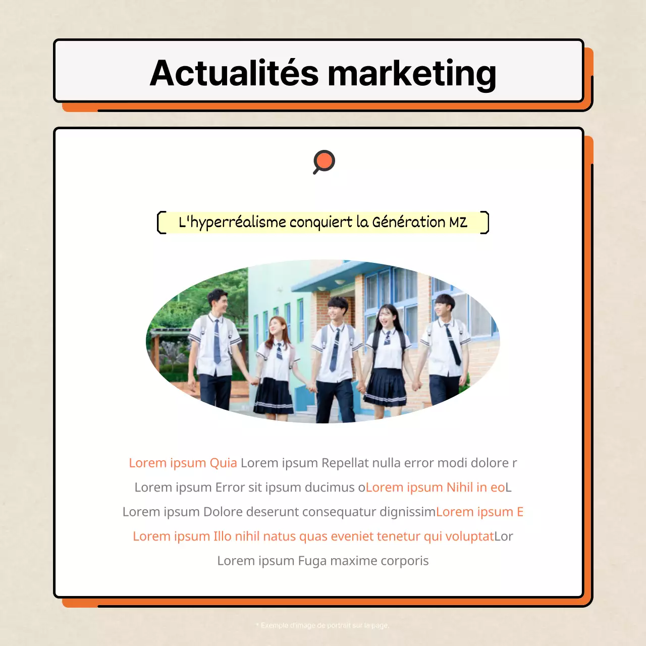 Orange et blanc, moderne et propre, mettant en valeur les informations marketing