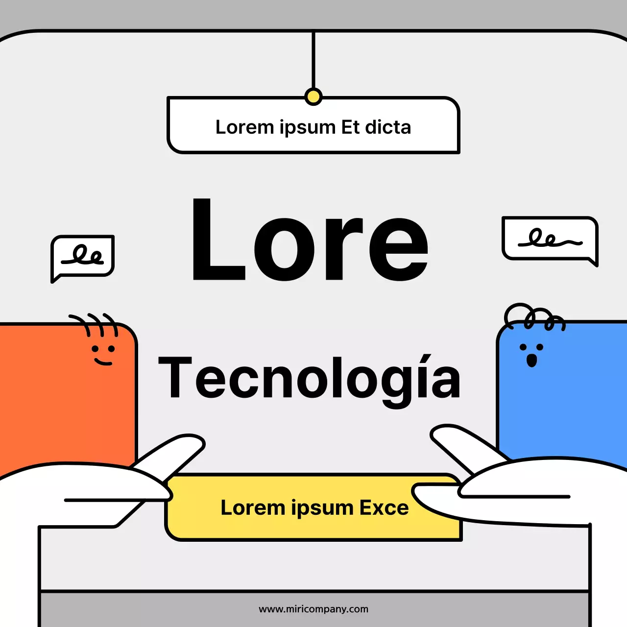 Simpáticas formas de personajes en tarjetas conceptuales naranjas y azulesNoticias Kit