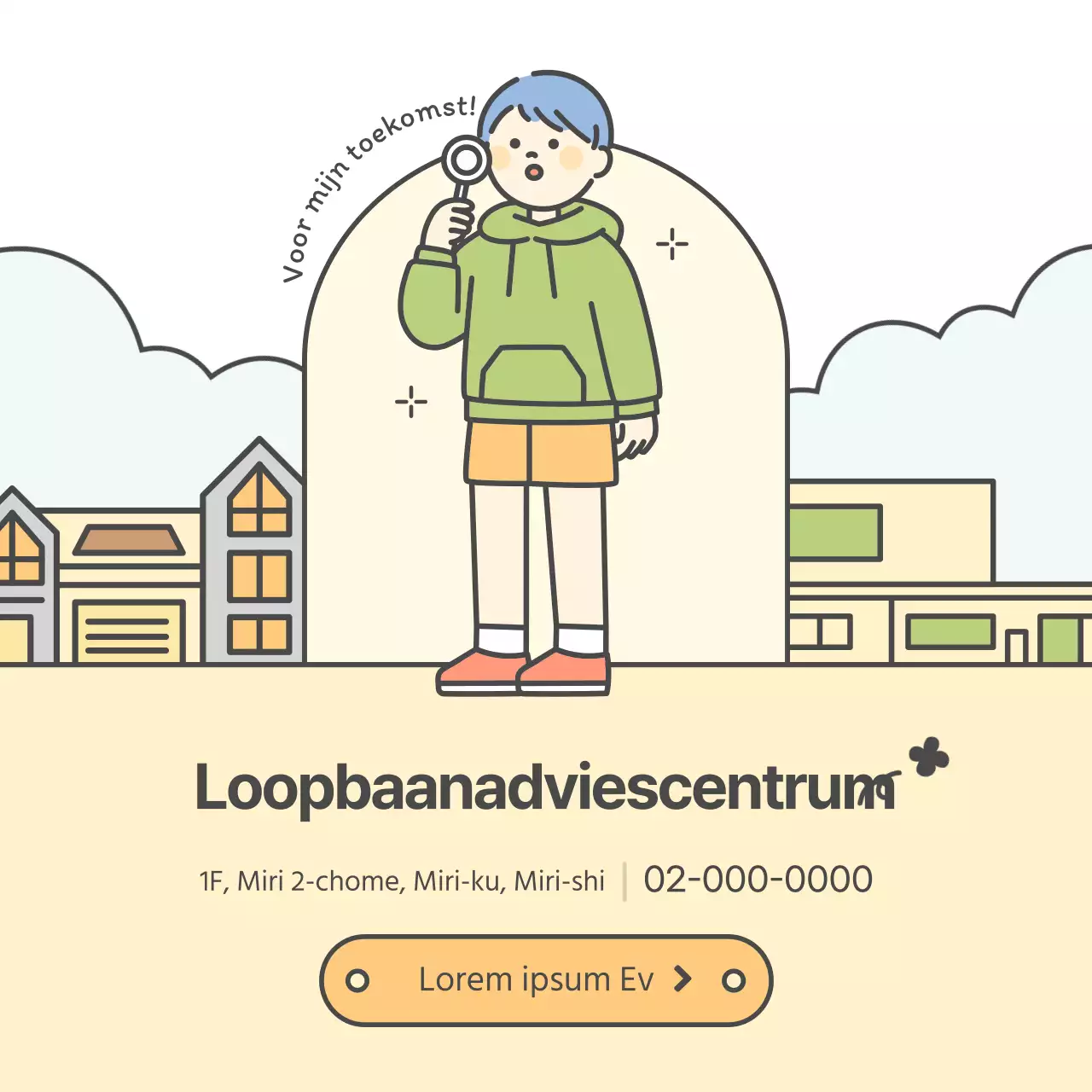 Een schattig geel en chartreuse loopbaanadviescentrum promoten