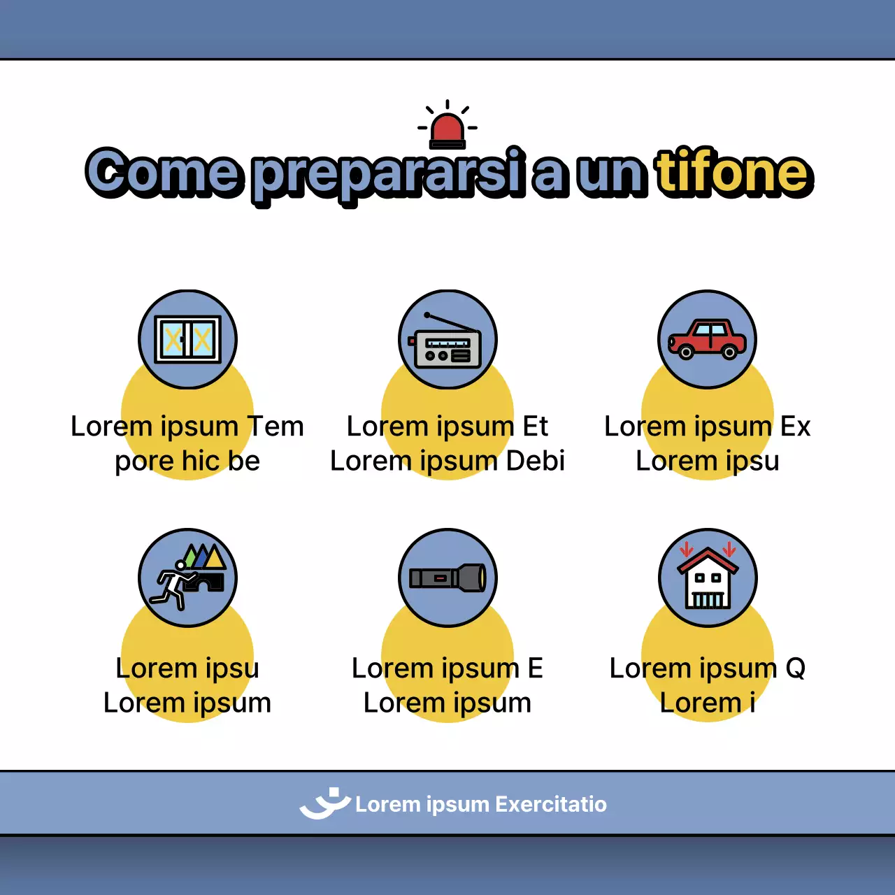 Un post su come affrontare i danni da tifone in blu e giallo