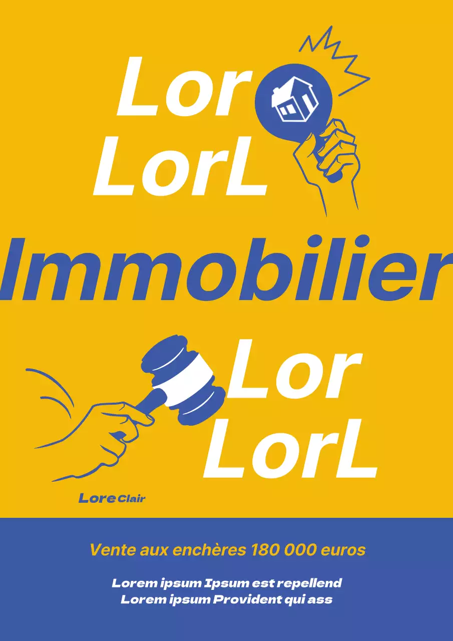 Couverture simple jaune et bleue d'un livre de vente aux enchères immobilières