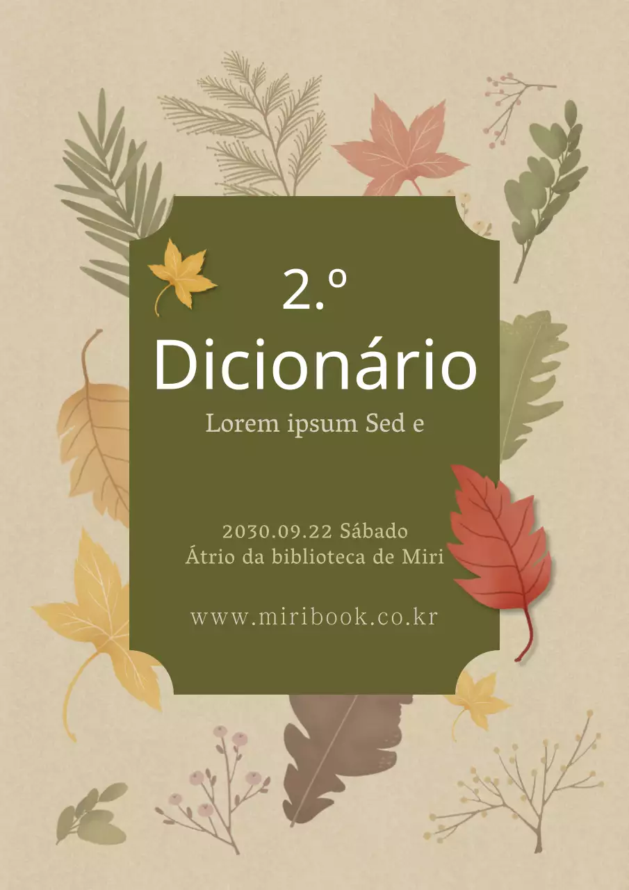 Conteúdo castanho, outonal, tipo livro ilustrado