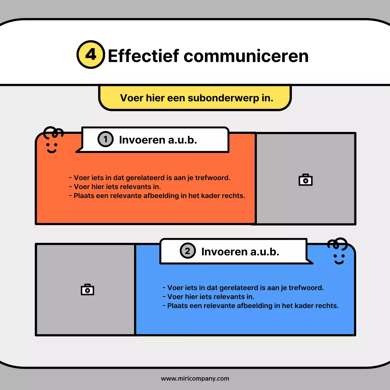 Schattige karaktervormpjes in oranje en blauwe conceptkaartenNews Kit