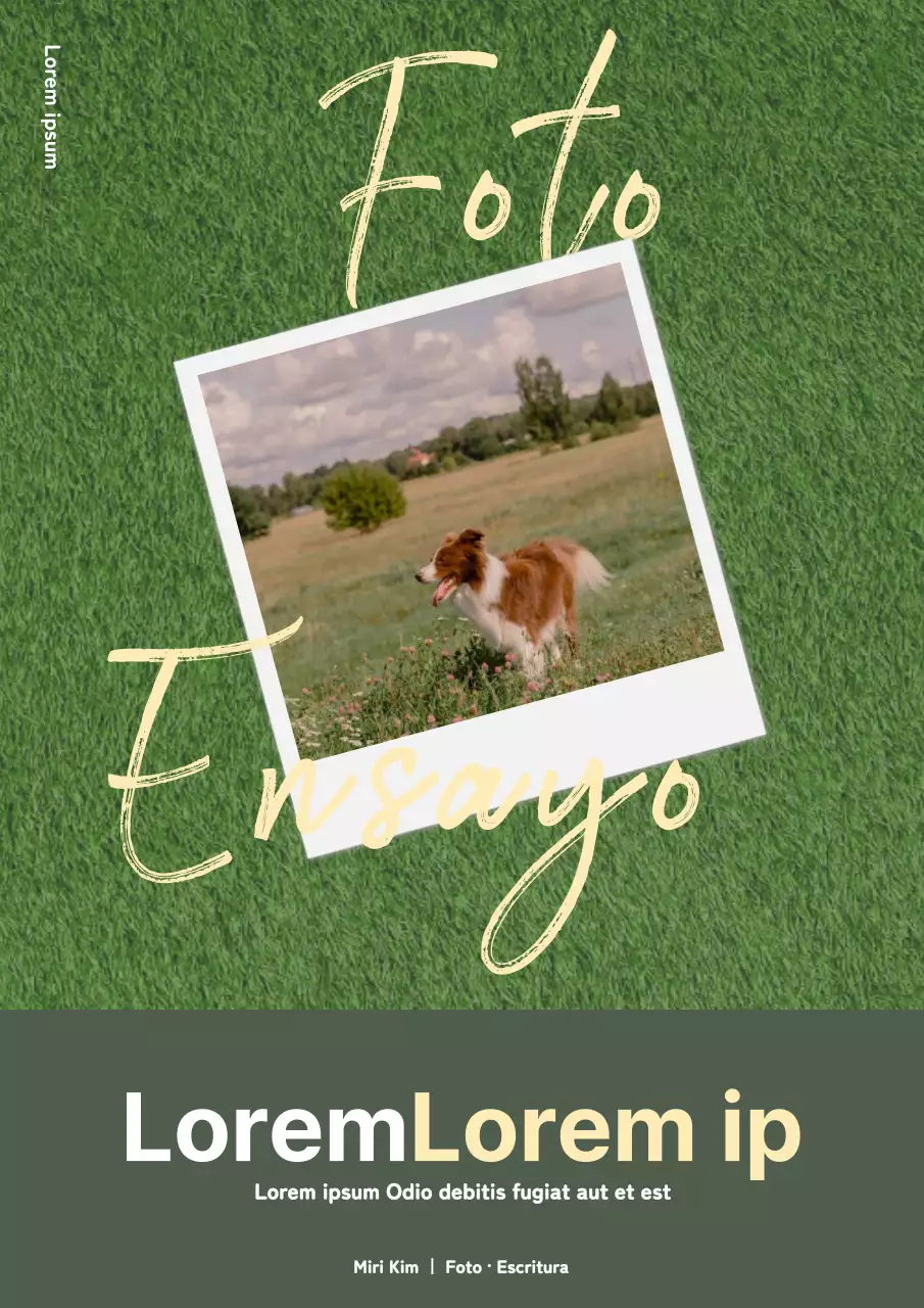 Portada del ensayo fotográfico moderno verde