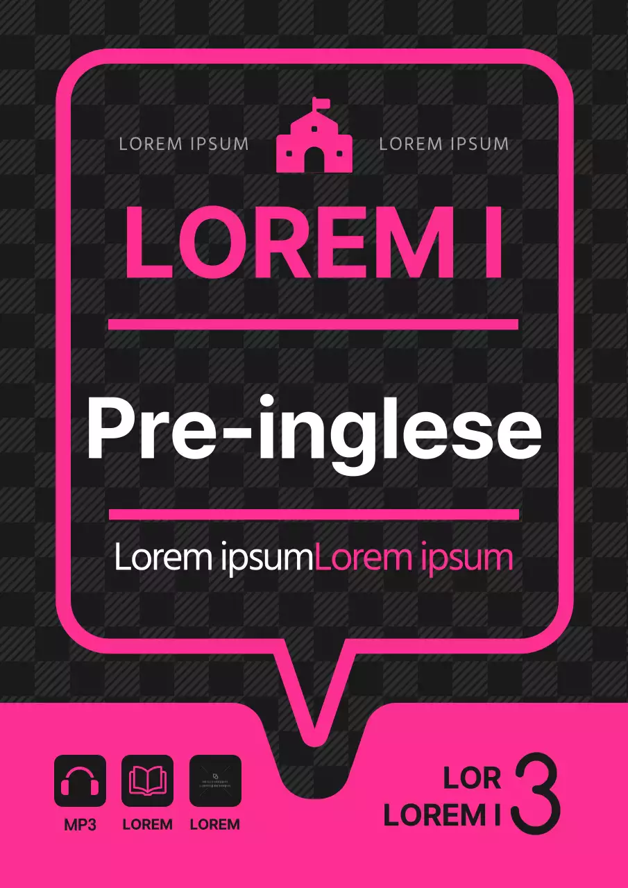 Concetto di bolla vocale nera e viola Testo scolastico in lingua inglese