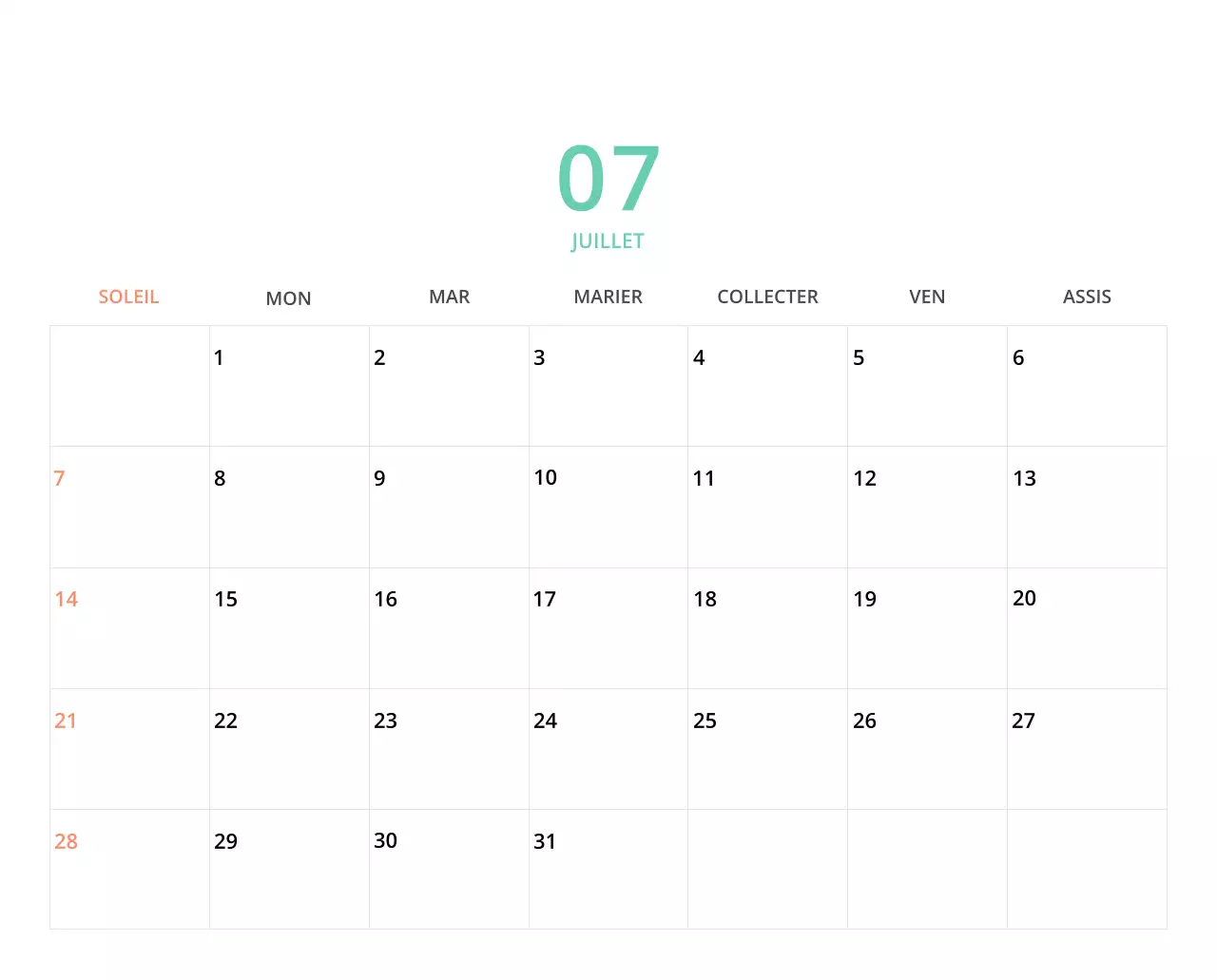 Calendrier de bureau illustré vert sur le thème de la famille