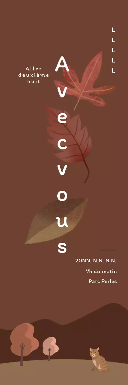 Bannière de busking avec une illustration de feuilles d'automne sur un fond marron