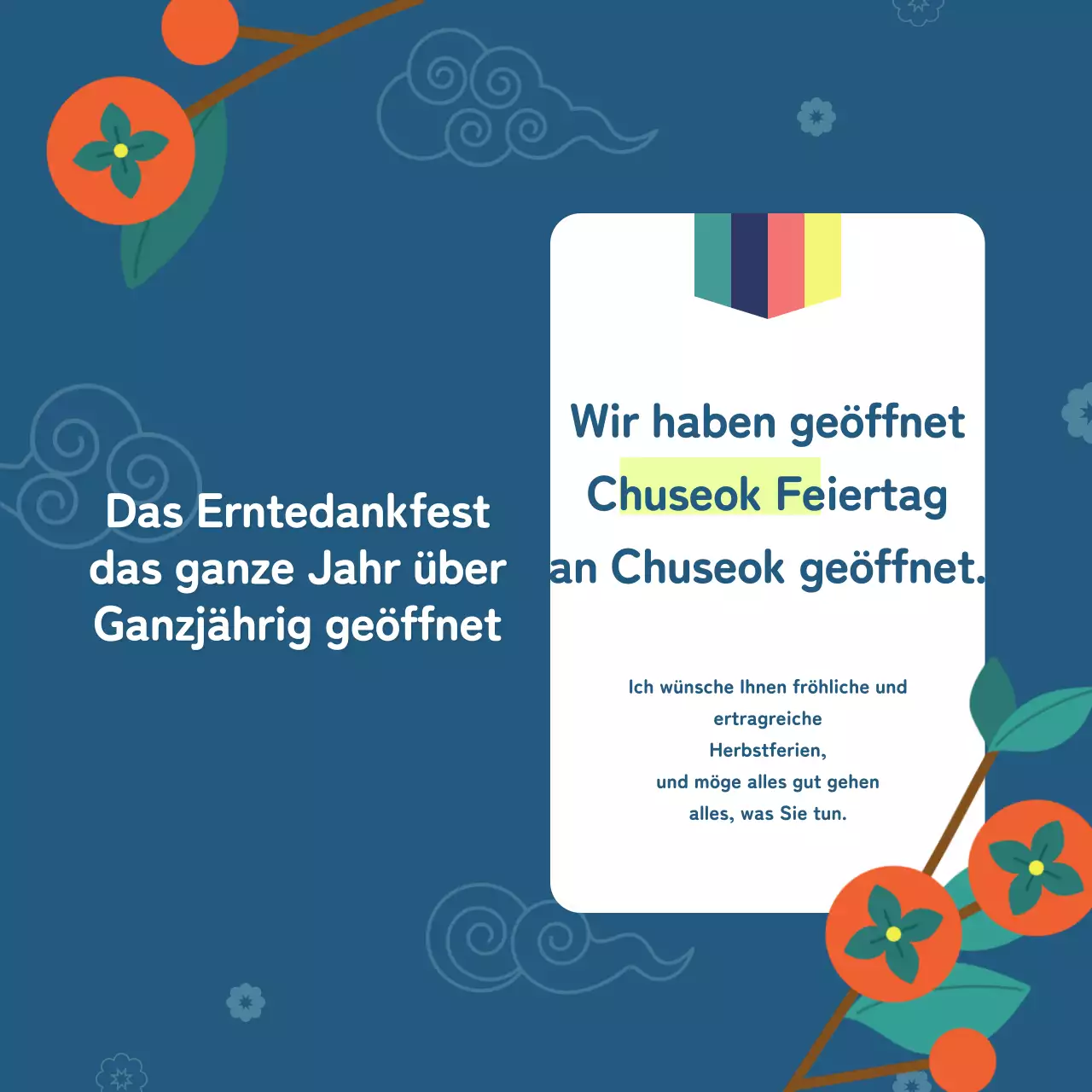 Chuseok-Ankündigung in traditionellem Muster mit Chartreuse-Akzenten