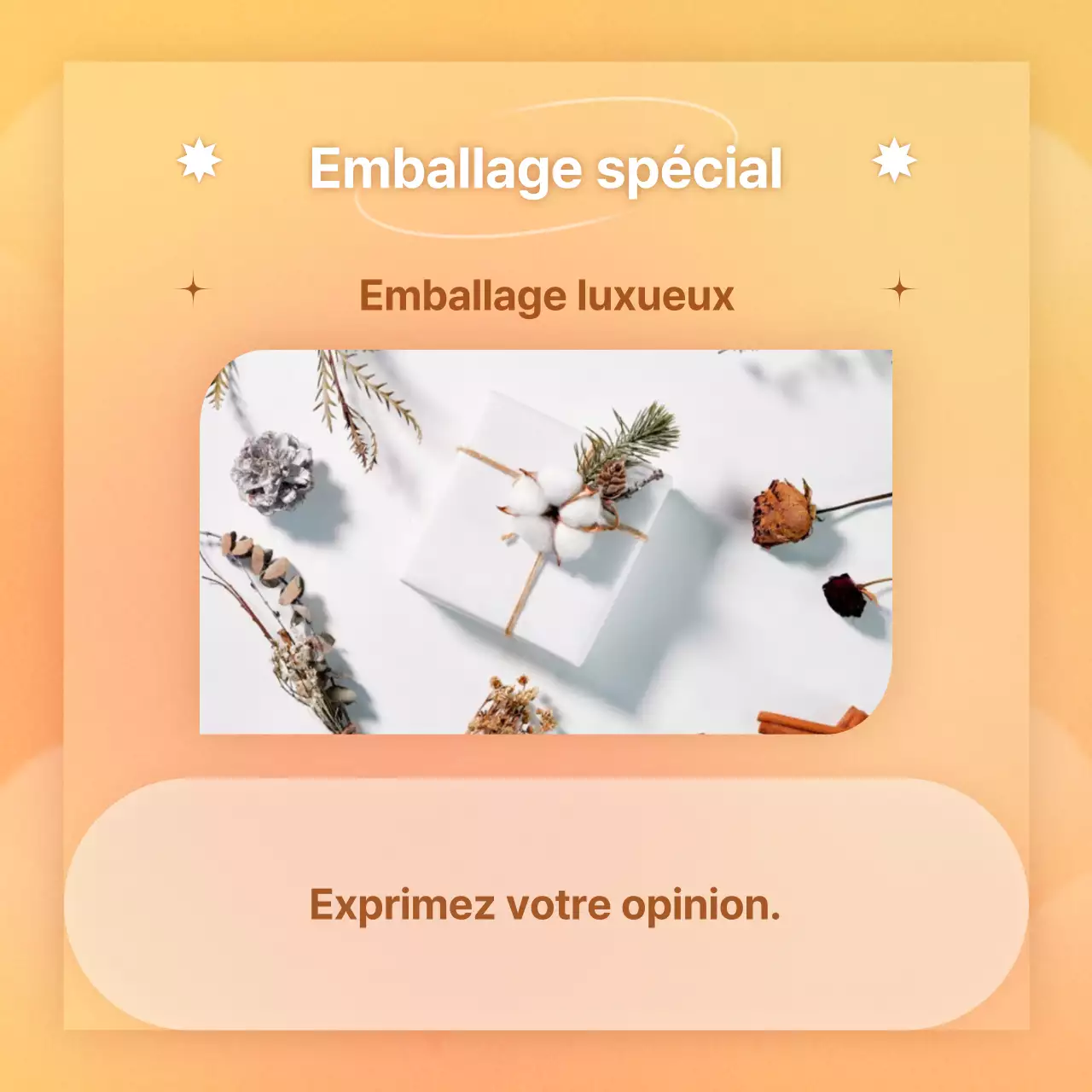 Promotion de cadeaux émotionnels avec des dégradés d'orange