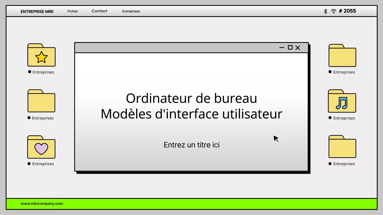Interface utilisateur d'ordinateur simple en gris et chartreuse Profil de l'entreprise