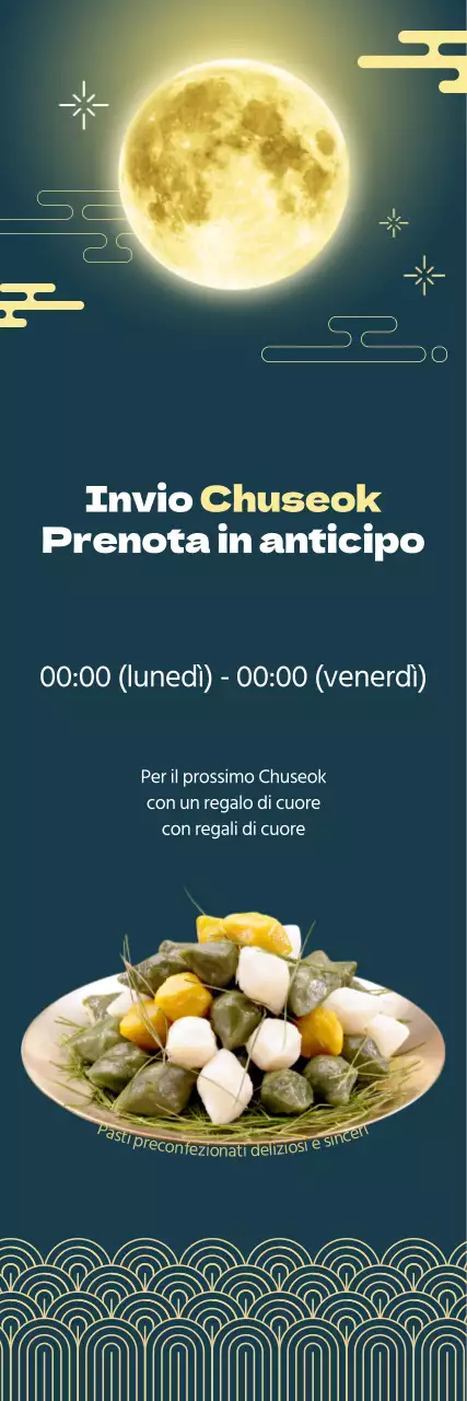 Evento gastronomico Obon con un lussuoso sfondo verde scuro e illustrazioni tradizionali gialle