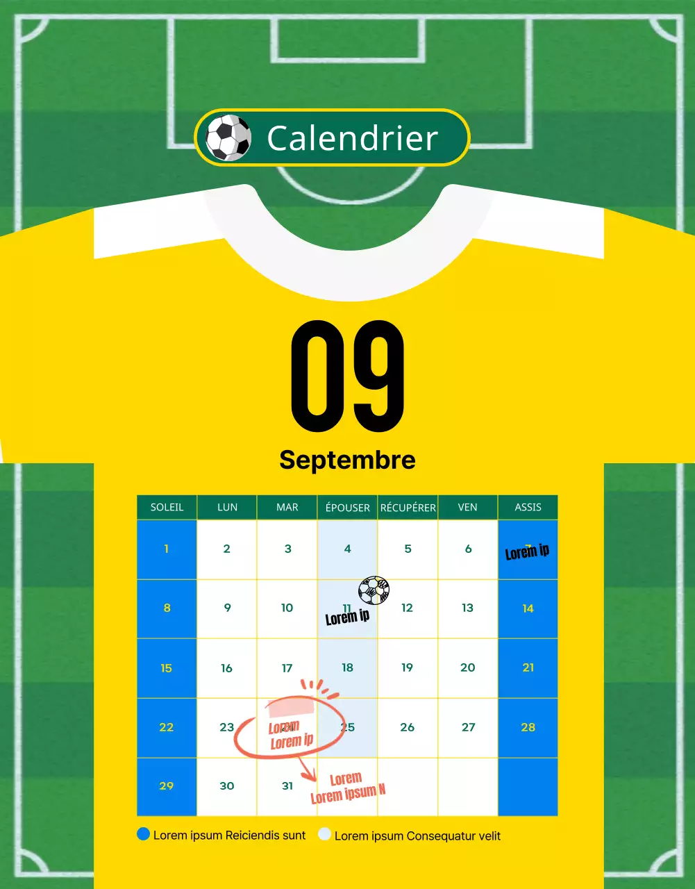 Recrutement pour l'équipe verte et jaune de football féminin