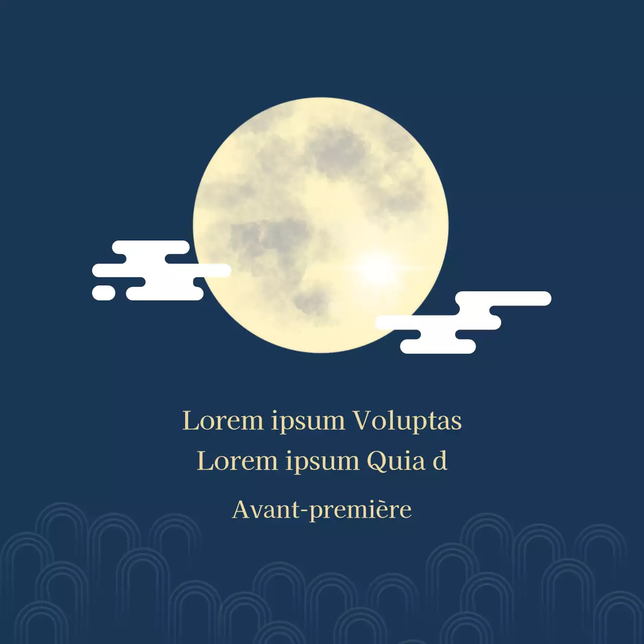 Vœux pour la mi-hiver avec une pleine lune jaune sur un fond bleu calme