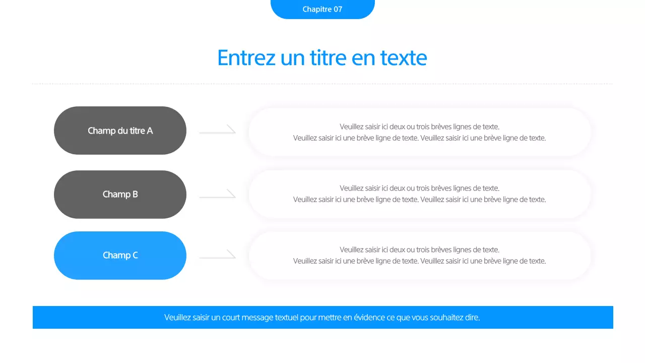 Une présentation commerciale simple en blanc et bleu