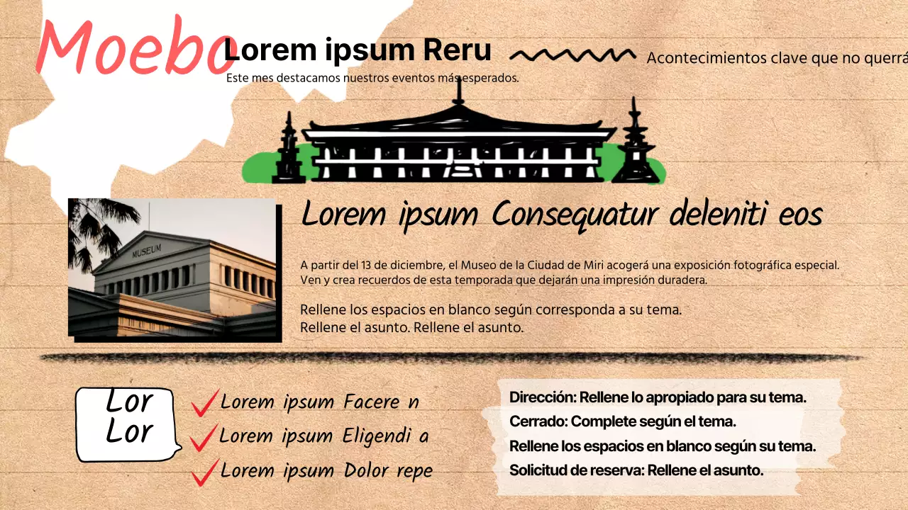 Guía de barrios de moda sobre fondo beige