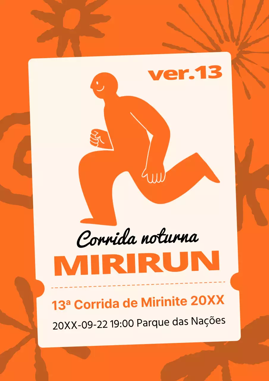 Ilustração de homem laranja bilhete de maratona giro