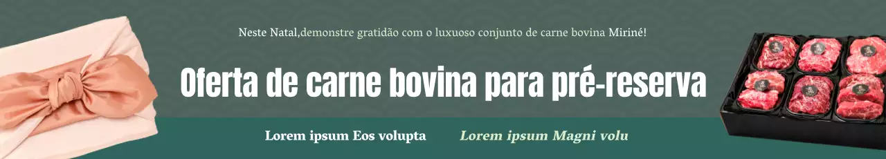 Promoção de pré-reserva para um luxuoso conjunto de oferta de carne de vaca coreana com um fundo verde com padrão tradicional