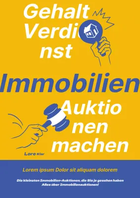 Einfache gelbe und blaue Immobilien-Auktion Buchdeckel