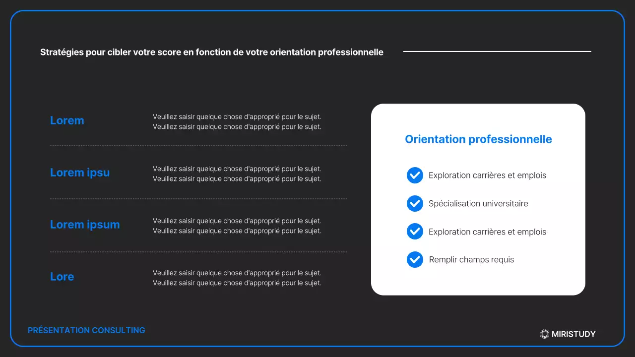 Une présentation minimaliste des admissions en noir et bleu