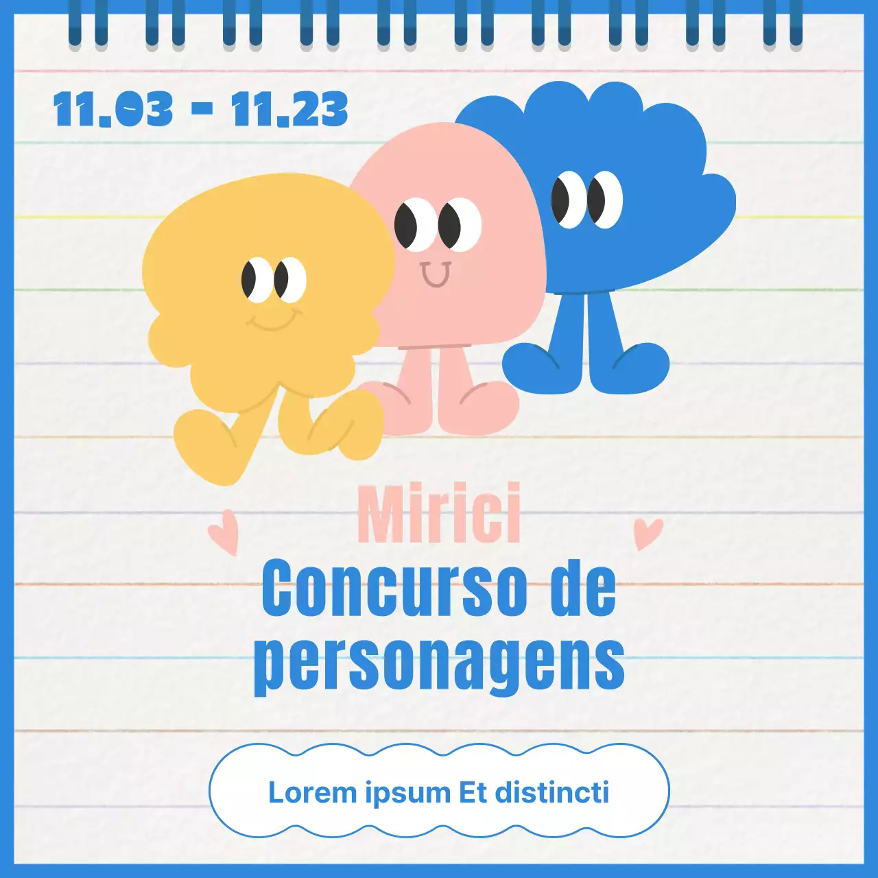 Promover um concurso de carácter minimalista amarelo e azul
