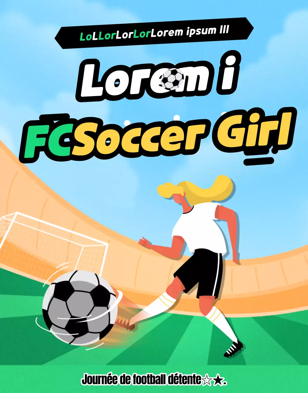 Recrutement de footballeuses avec une touche de vert et de jaune