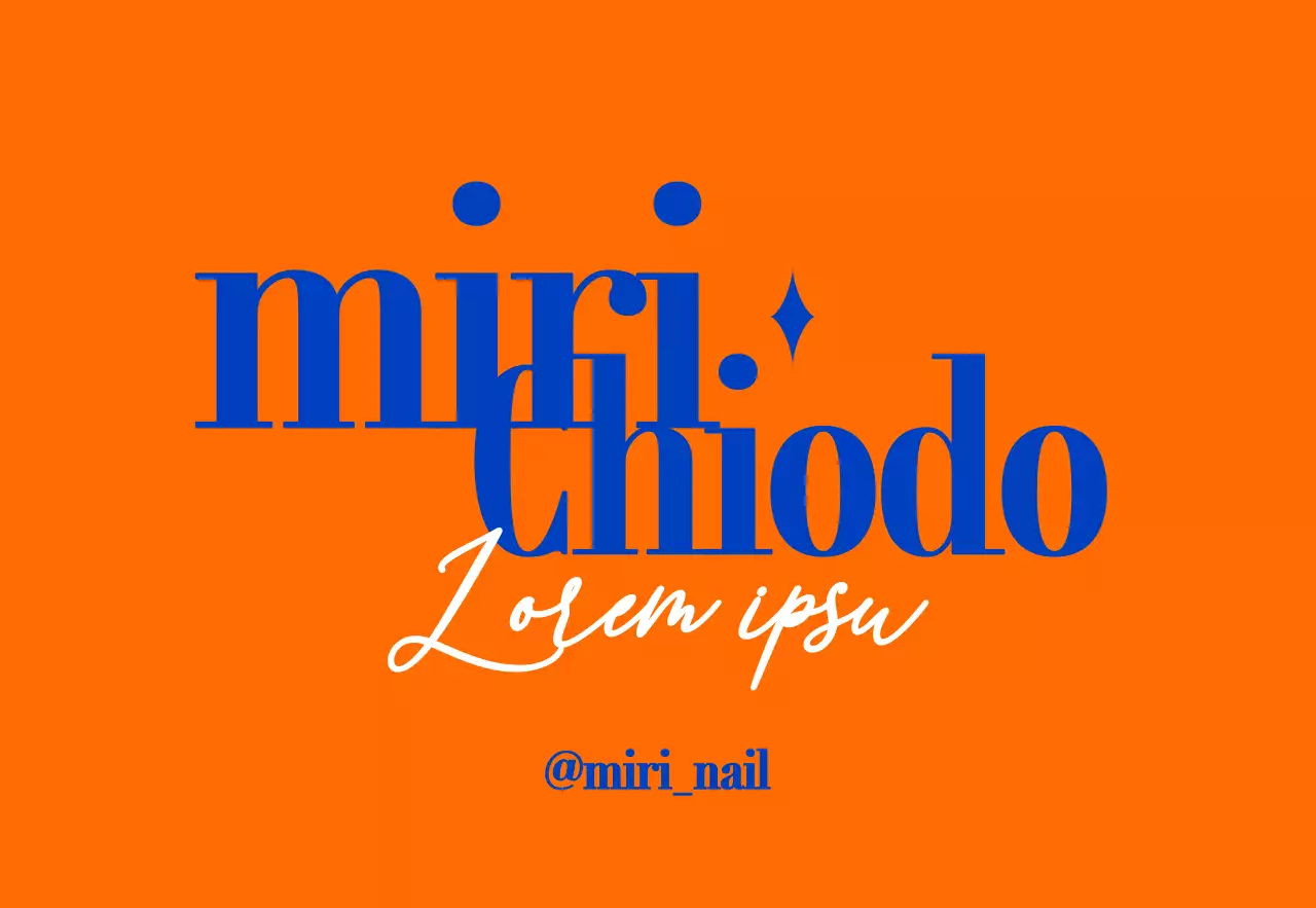 Promozione per negozio di nail art con testo blu e arancione