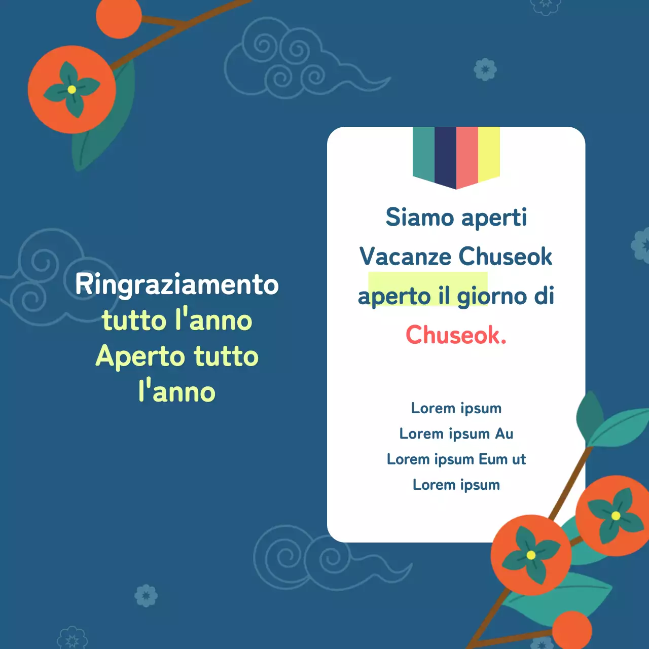 Annuncio Chuseok con motivo tradizionale e accenti chartreuse