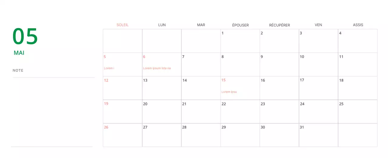 Calendrier de bureau illustré vert sur le thème de la famille