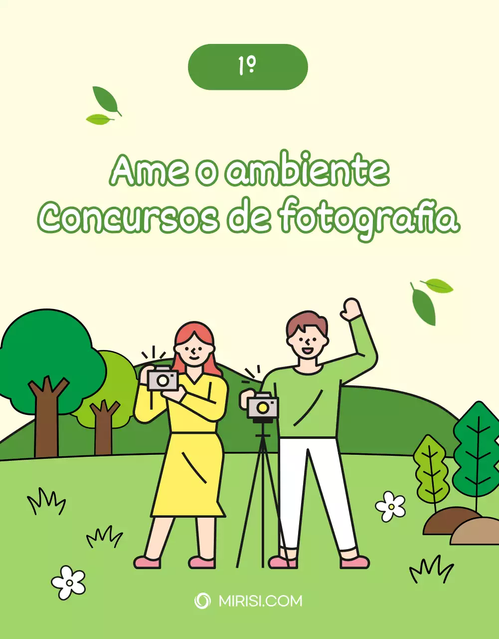 Verde Natural Plano Ilustração Estilo Natureza Ambiente Amor Concurso de fotografias