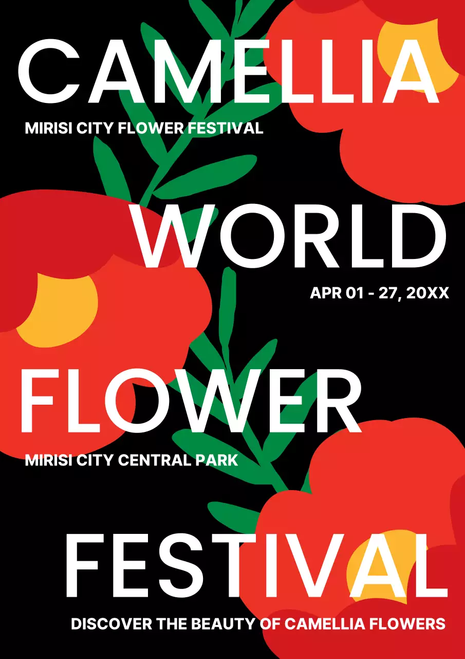 Red Modern Flower Festival Announcement Poster