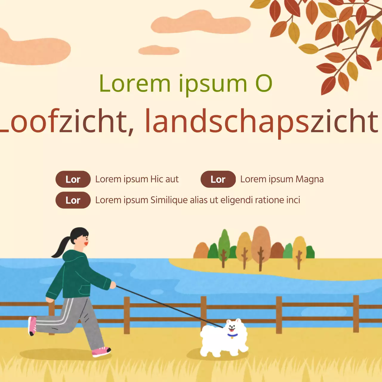 Promoot het evenement met een bruine, wandelende illustratie