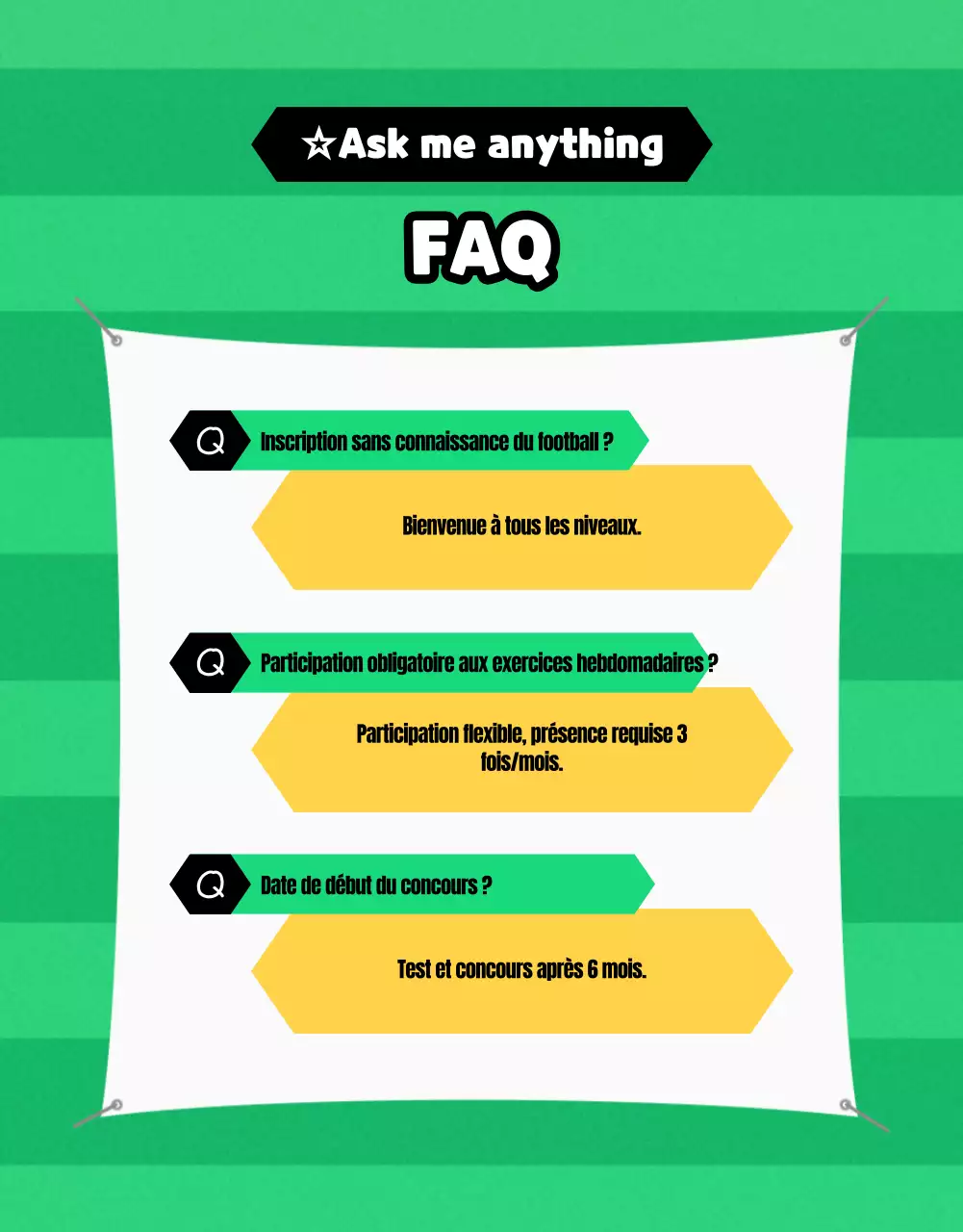 Recrutement de footballeuses avec une touche de vert et de jaune