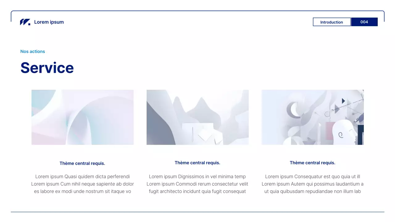 Rapports d'activité géométriques en bleu