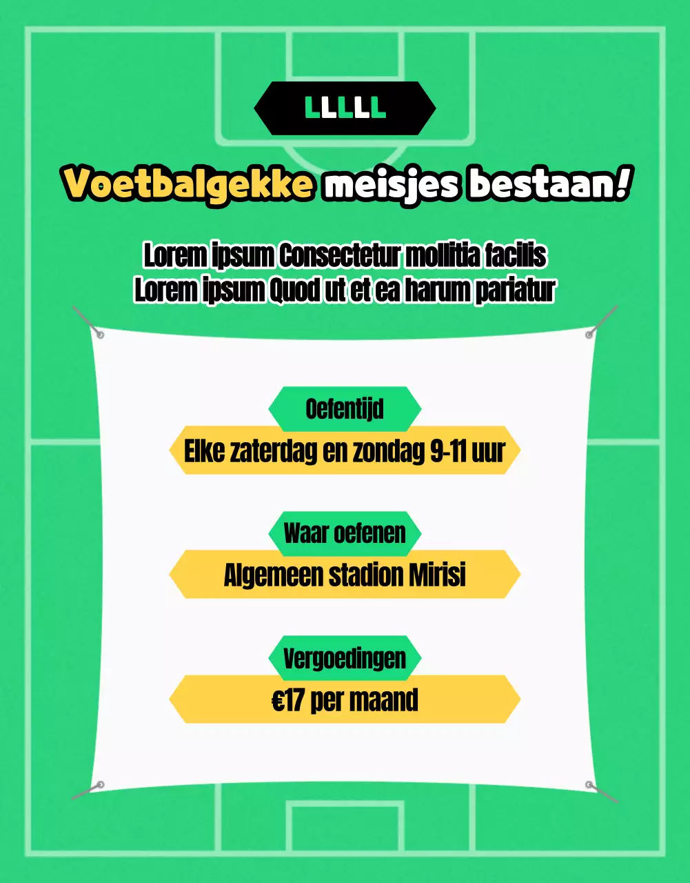 Rekrutering vrouwenvoetbal met een knal groen en geel