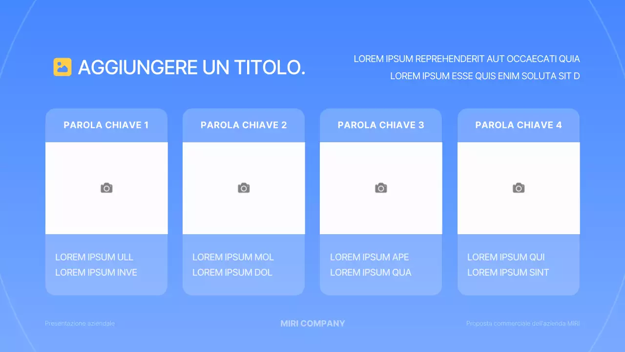 Una semplice presentazione aziendale in blu e giallo