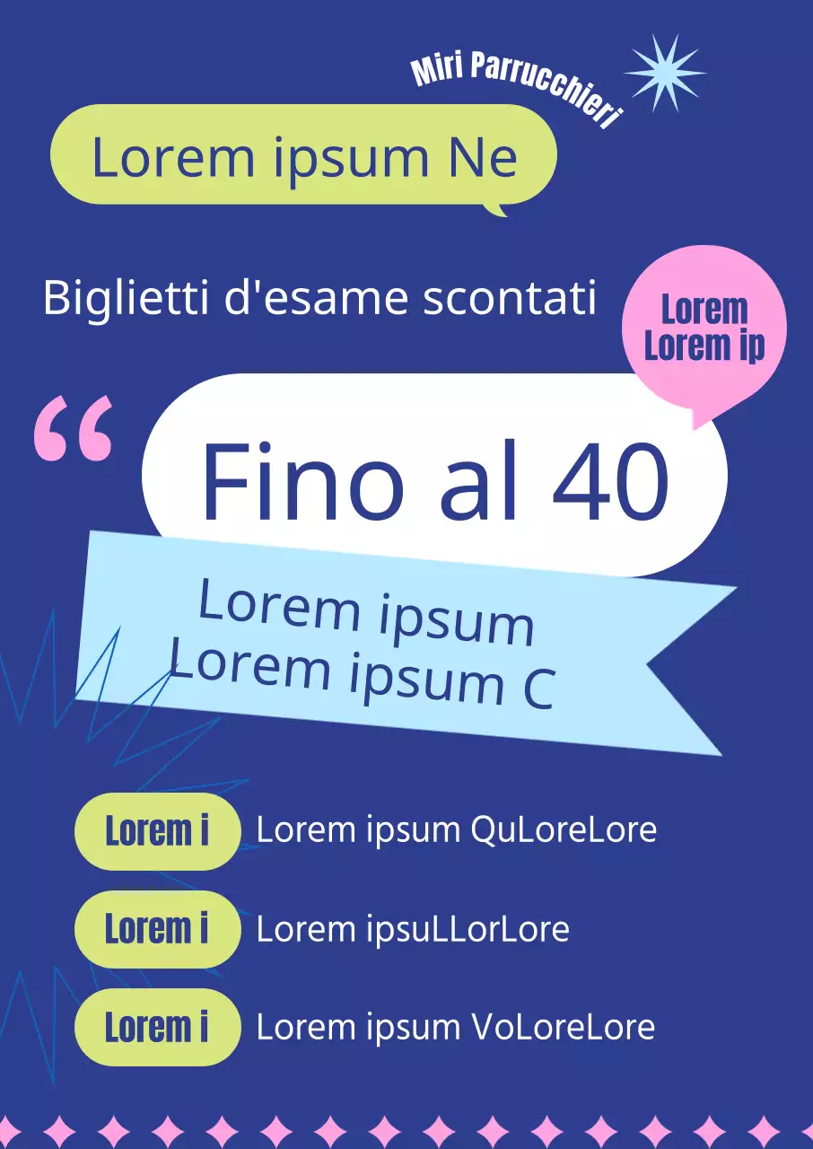 Offerta di sconto per negozio di bellezza con font in grassetto e forme colorate per enfatizzare il messaggio.