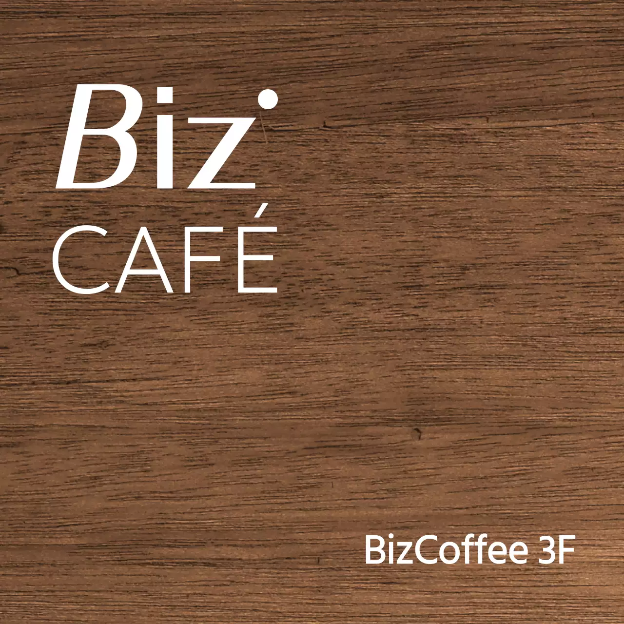 Una sencilla placa de madera para café con texto relacionado con el café y formas ilustradas