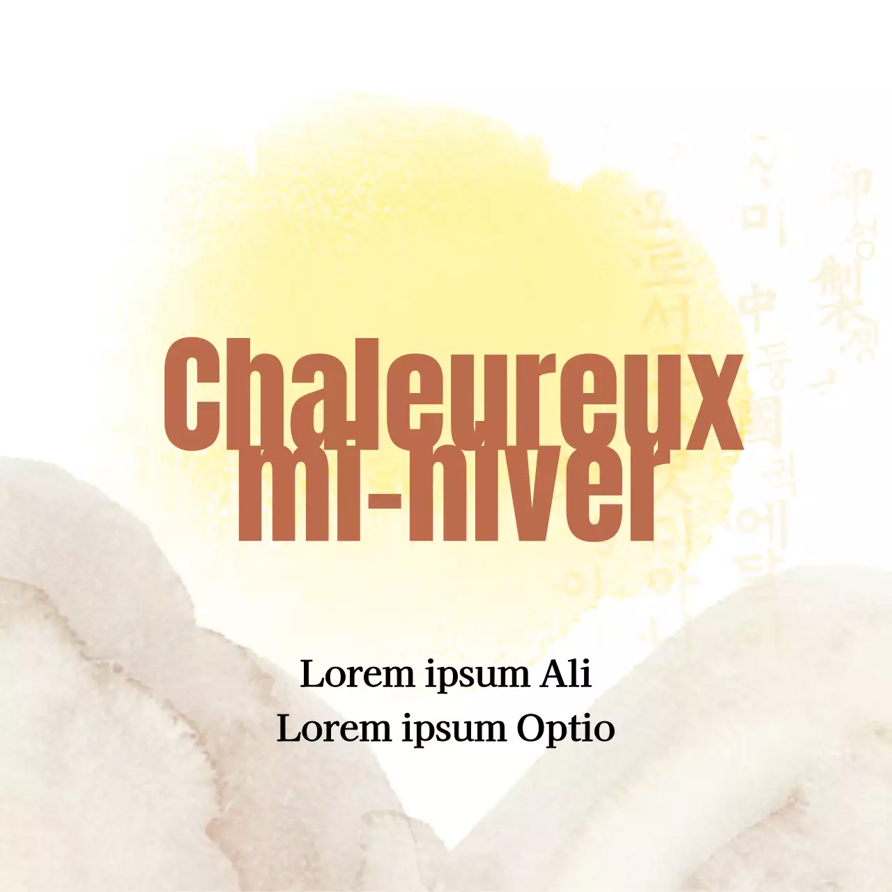 Voeux de la mi-automne sur fond d'aquarelle jaune, pleine lune bi-tonale, montagne