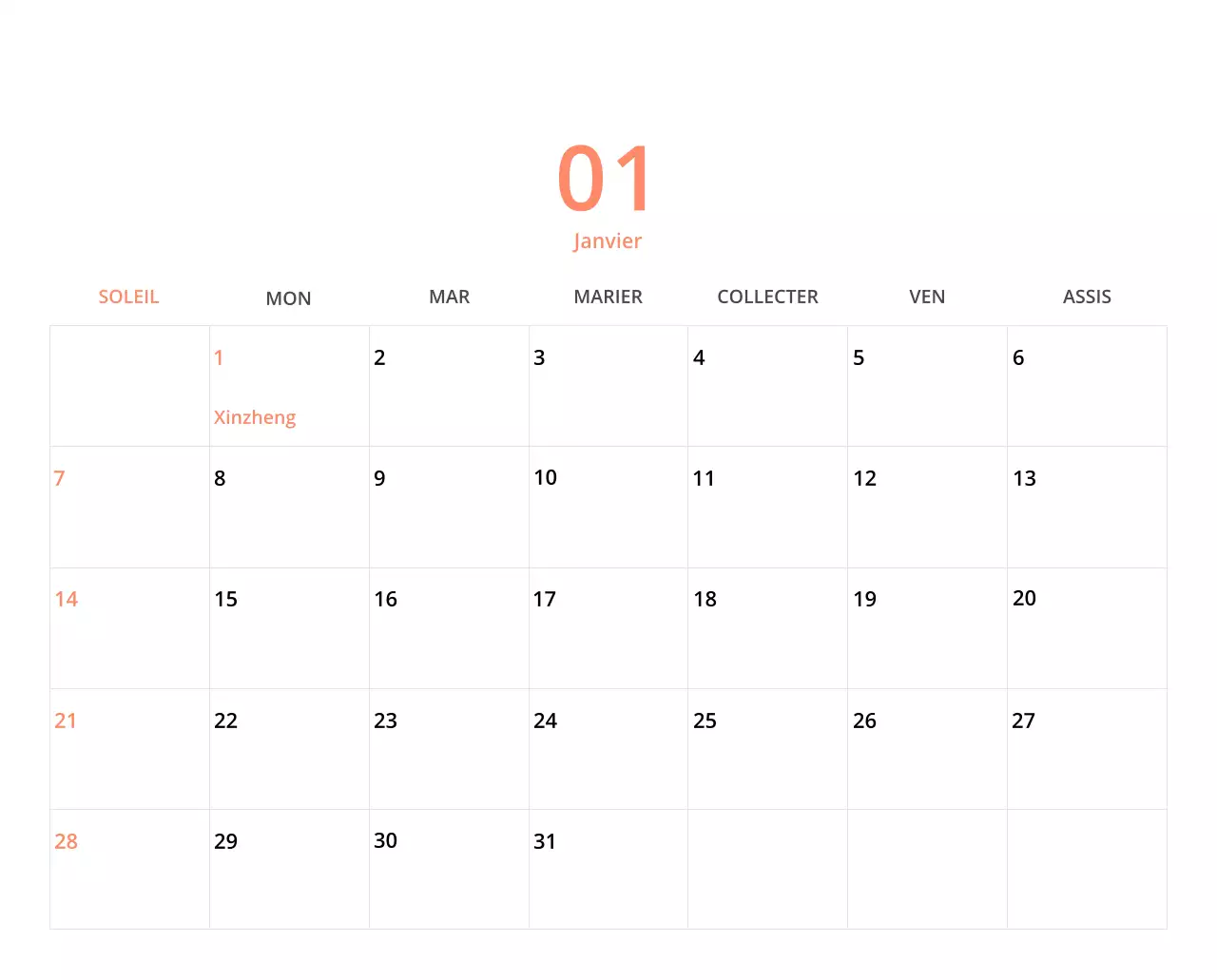 Calendrier de bureau illustré vert sur le thème de la famille