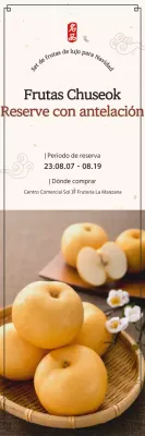 Pre-libro de frutas Chuseok sobre fondo tradicional beige