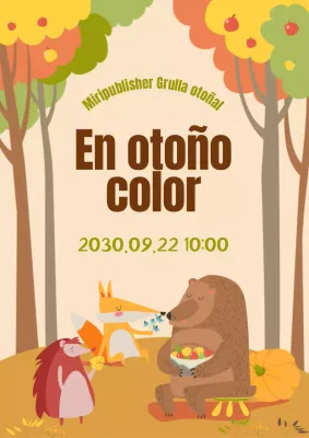 Marrón, grullas otoñales ilustradas